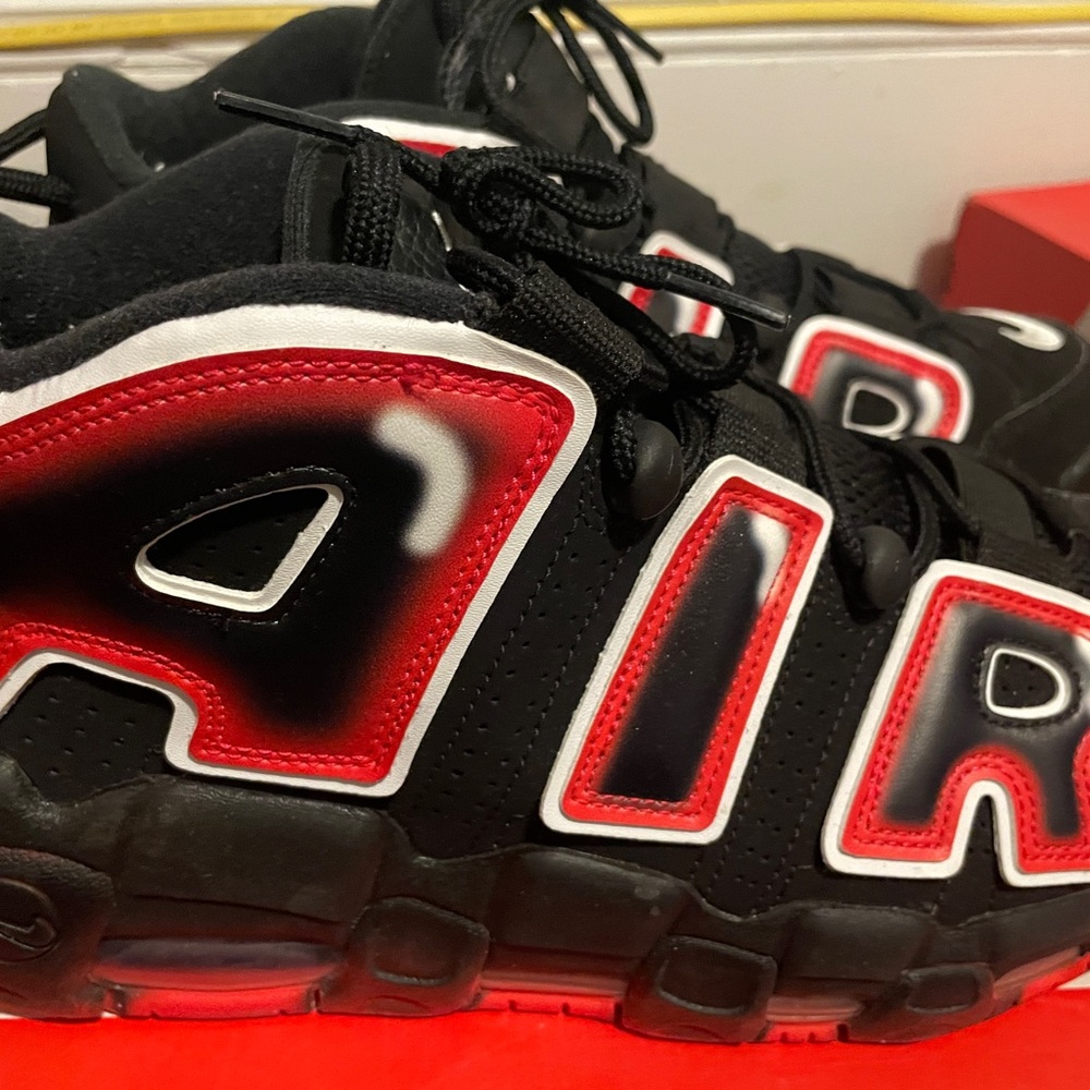 Nike Air More Uptempo Black White Laser Crimson
